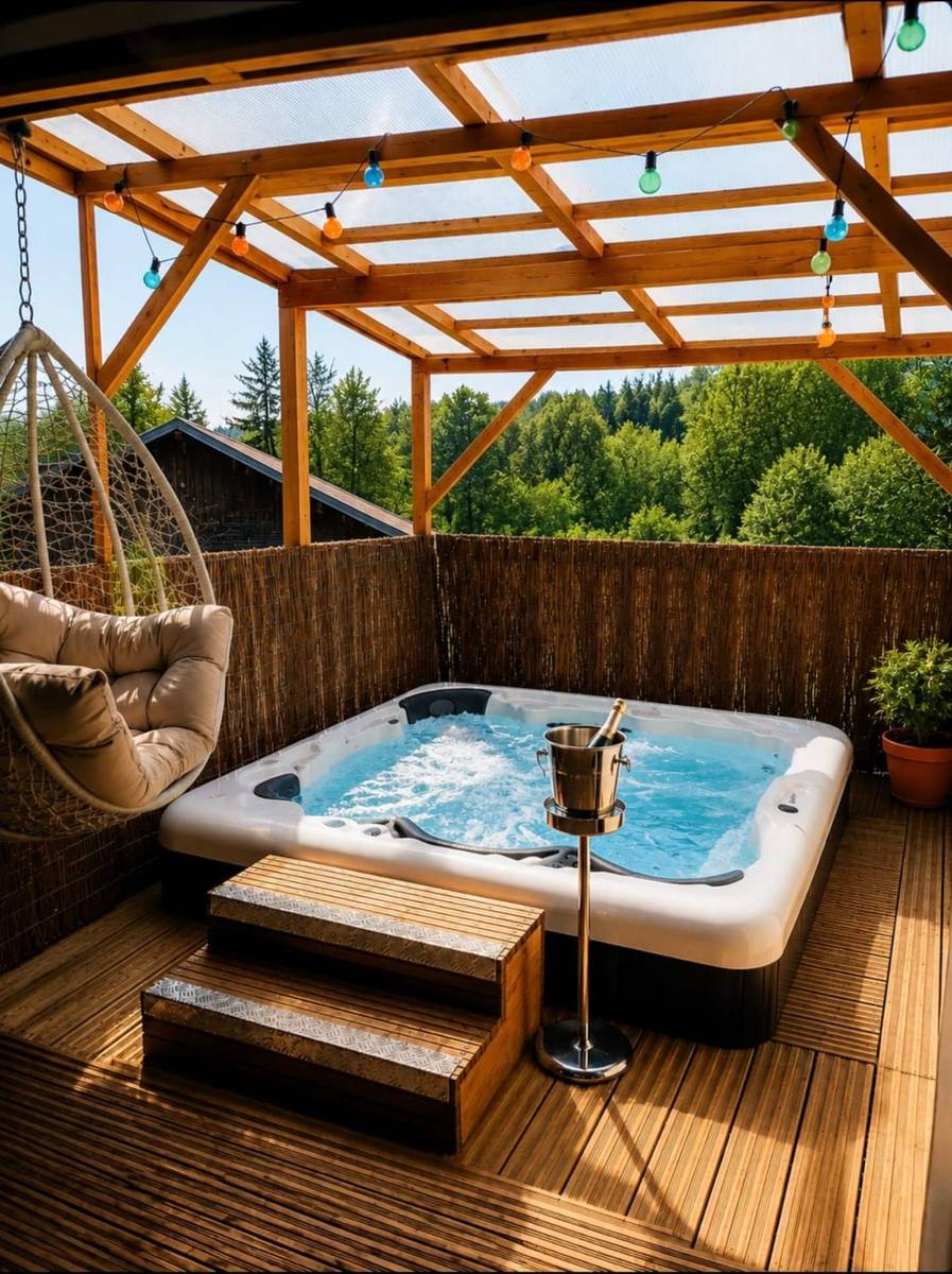 Le spa sous la verrière